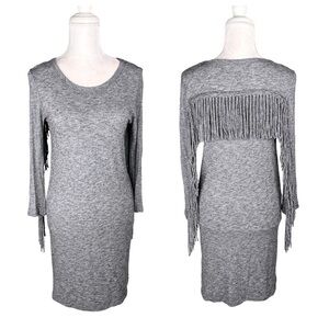 Zadig & Voltaire Winter Fringes wool-blend gray t-shirt mini dress Western XS